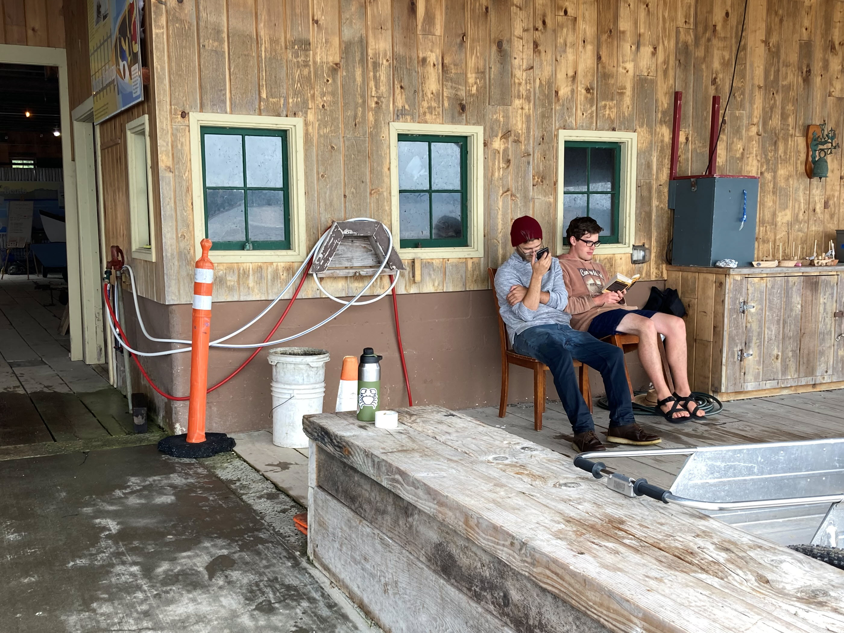 Yousif and Noble taking a break.